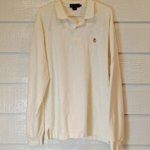 Lauren Ralph Lauren Polo Shirt  Mens XL White Long Sleeve Preppy Vintage 90s Y2K
